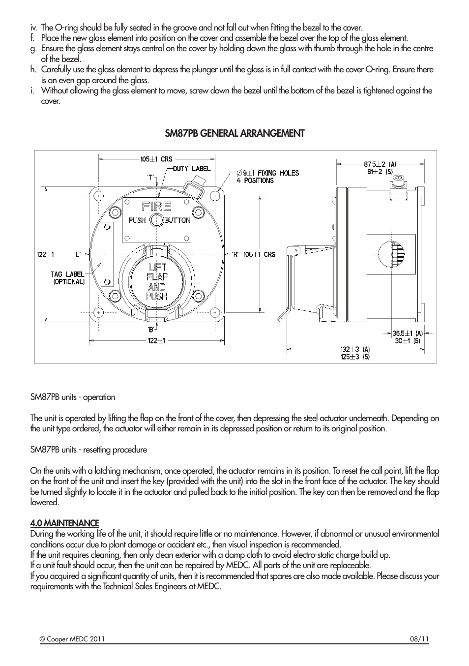 Sm87pb general arrangement | MEDC SM87BG User Manual | Page 4 / 28