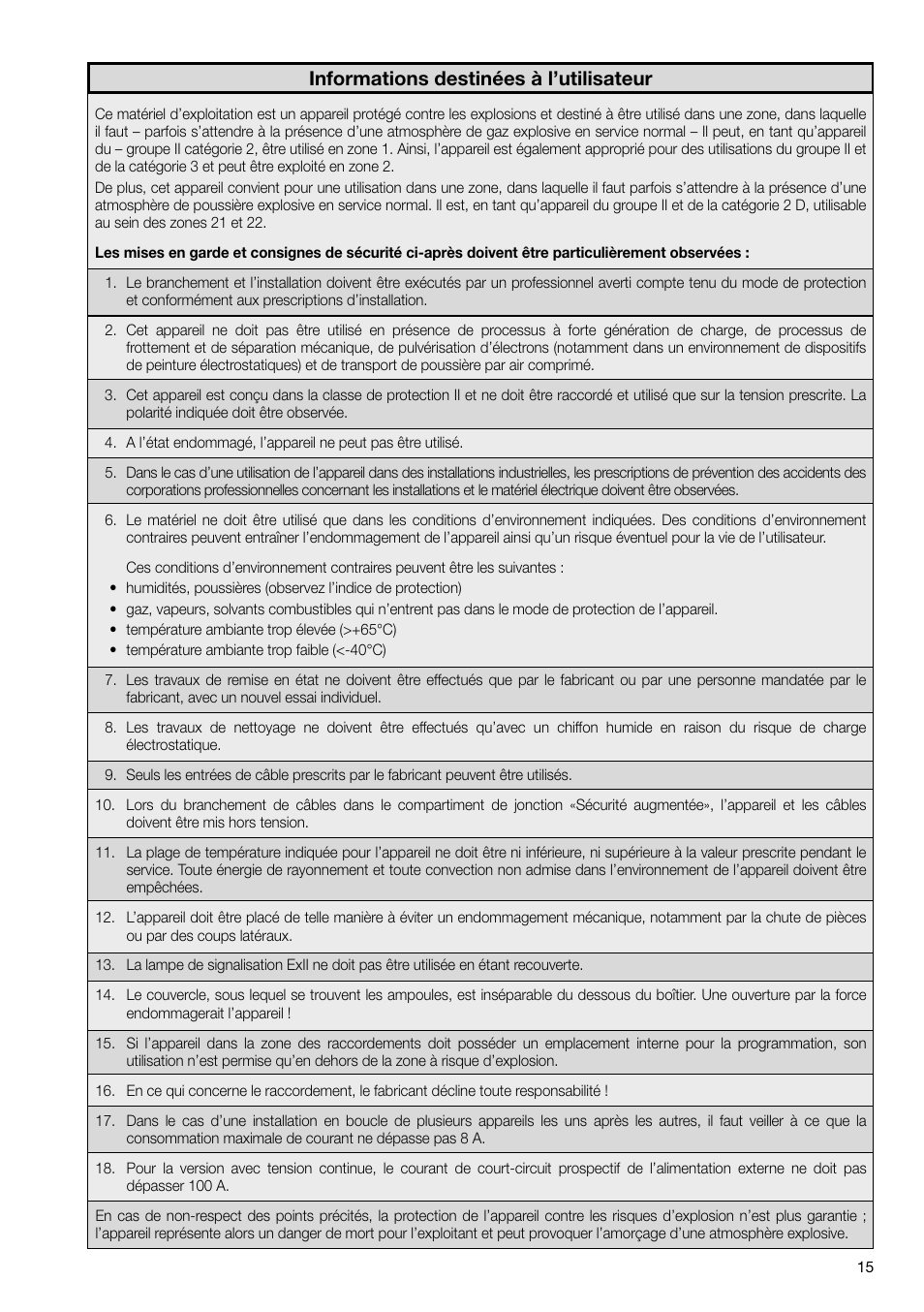 Informations destinées à l’utilisateur | MEDC Expertline User Manual | Page 15 / 16