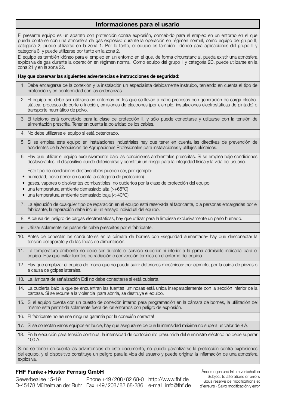 Informaciones para el usario | MEDC Expertline User Manual | Page 16 / 16