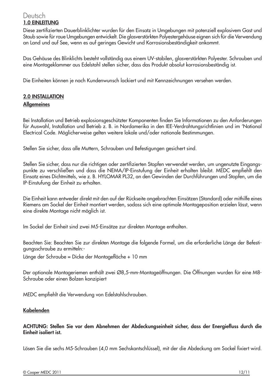Deutsch | MEDC FB11 User Manual | Page 11 / 20