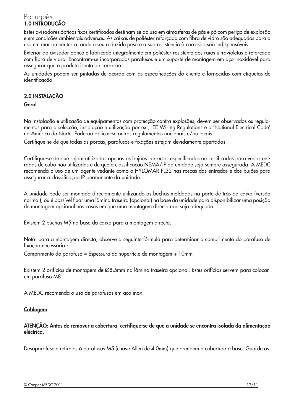 Português | MEDC FB11 User Manual | Page 15 / 20