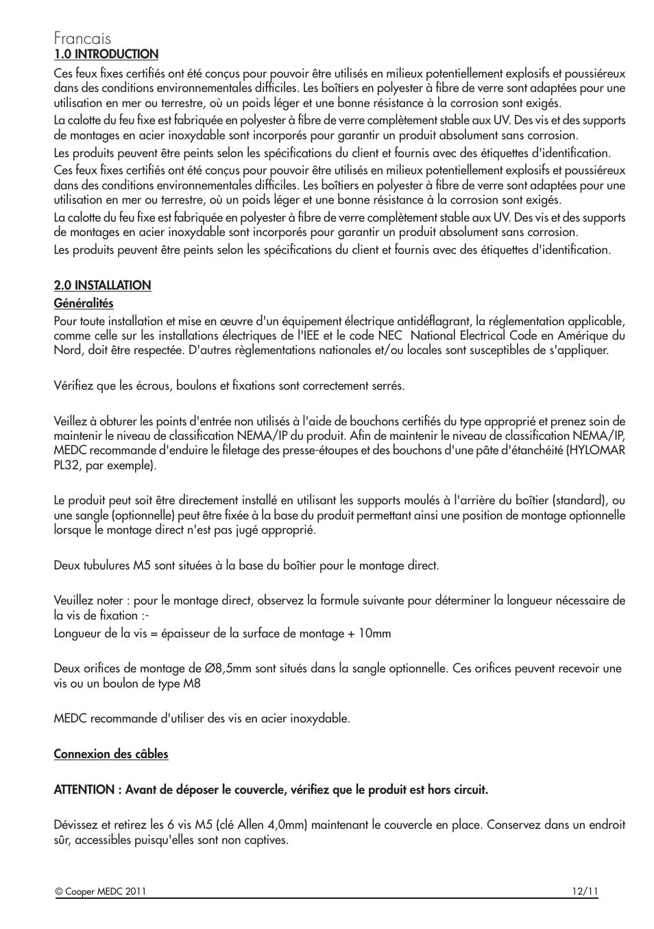 Francais | MEDC FB11 User Manual | Page 7 / 20