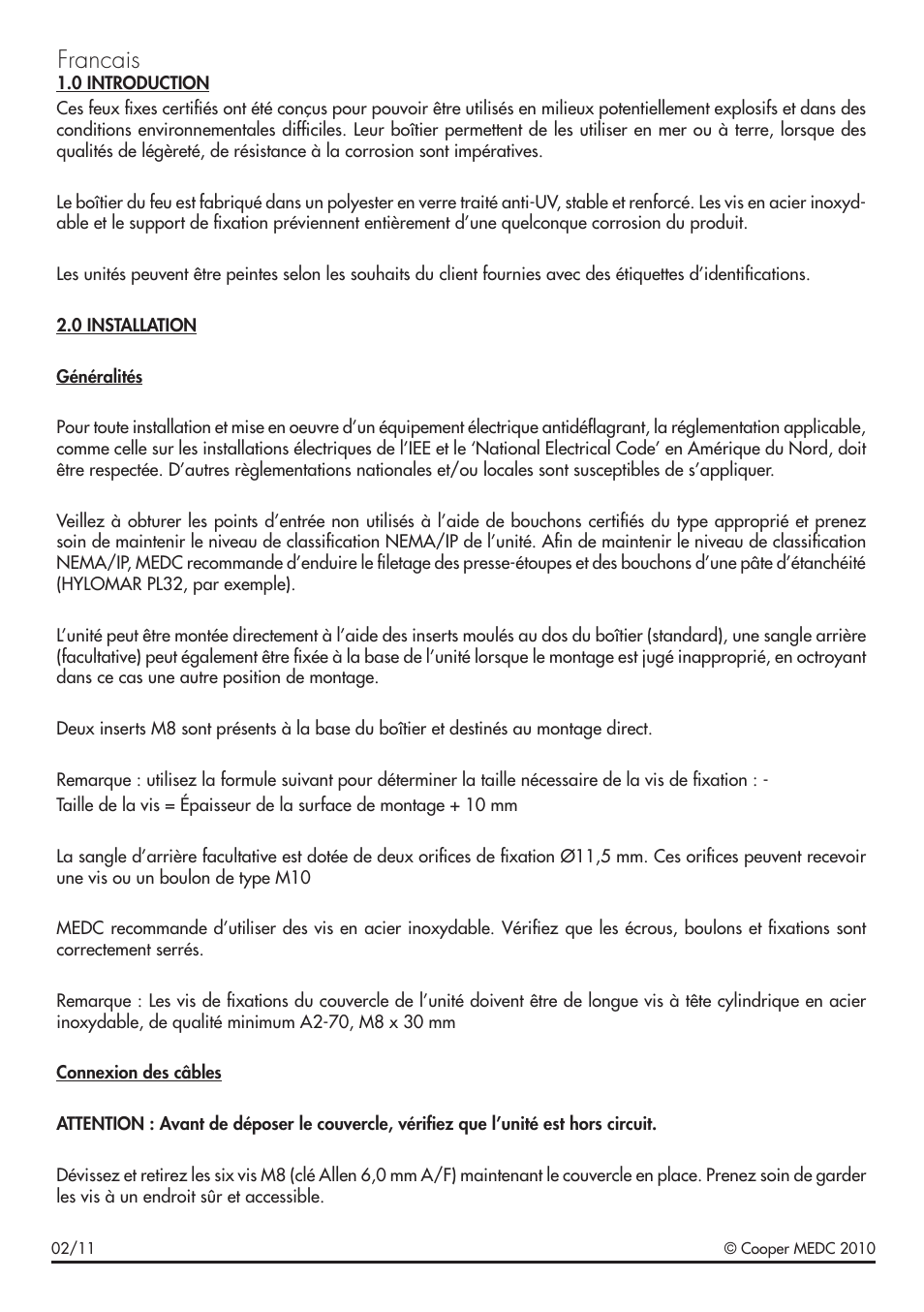 Francais | MEDC FL12 User Manual | Page 6 / 20