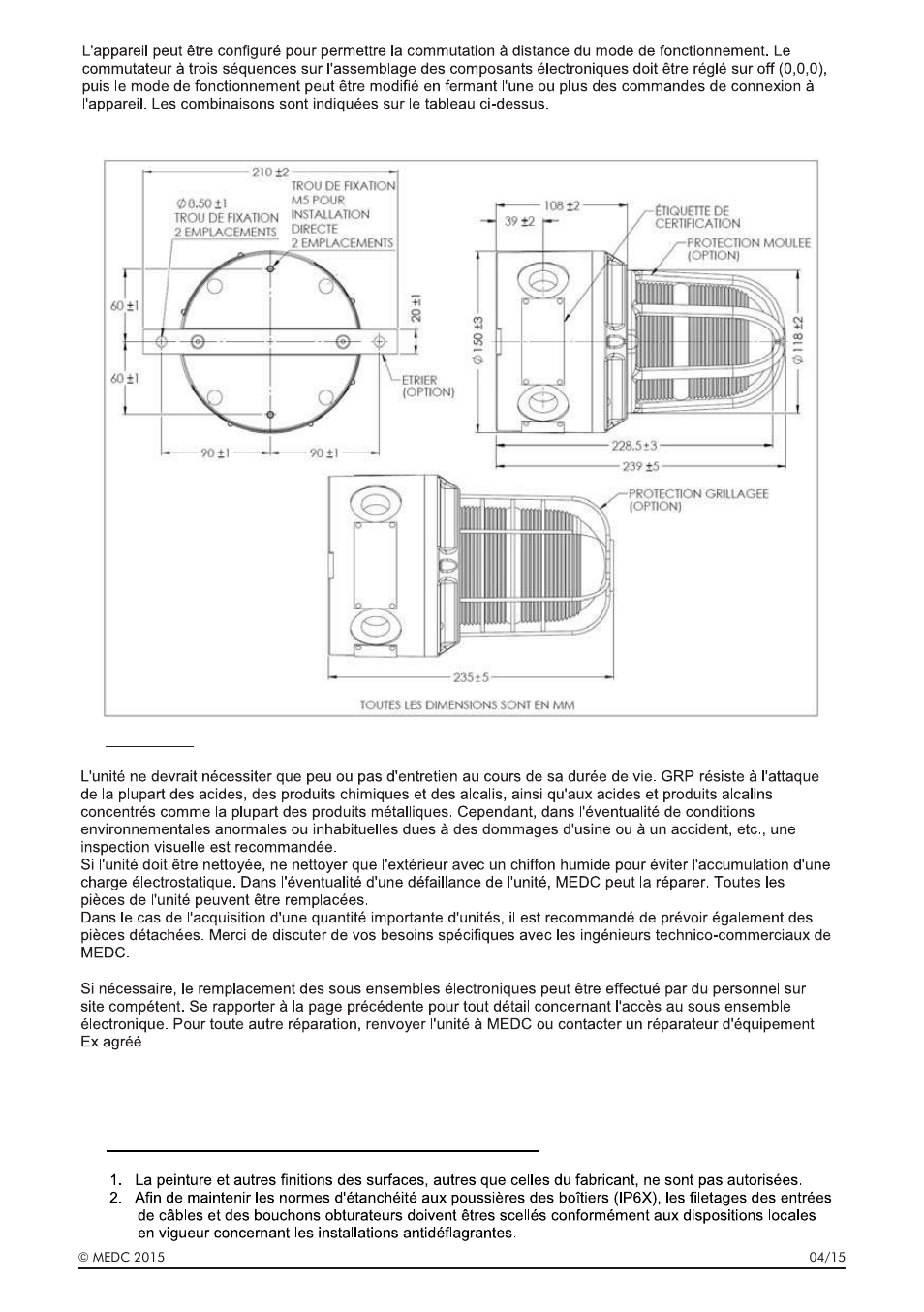 Disposition générale | MEDC LD15 User Manual | Page 13 / 32