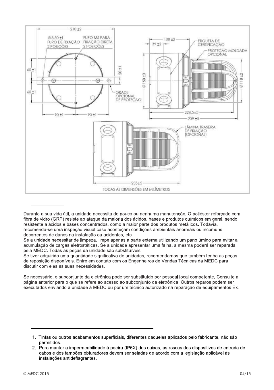 Disposição geral | MEDC LD15 User Manual | Page 27 / 32