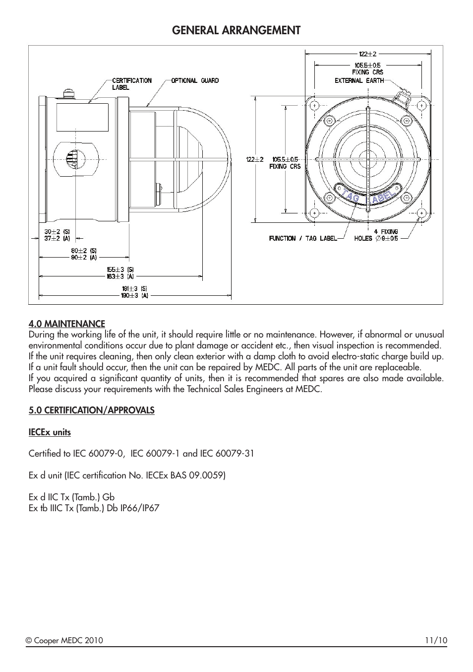 General arrangement | MEDC SM87 LU1 User Manual | Page 3 / 24
