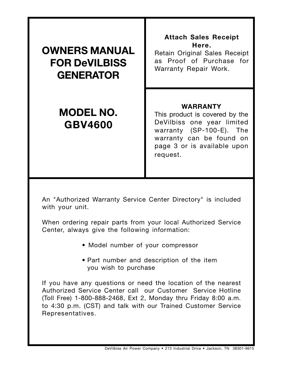 DeVillbiss Air Power Company MGP-4600 User Manual | Page 16 / 16