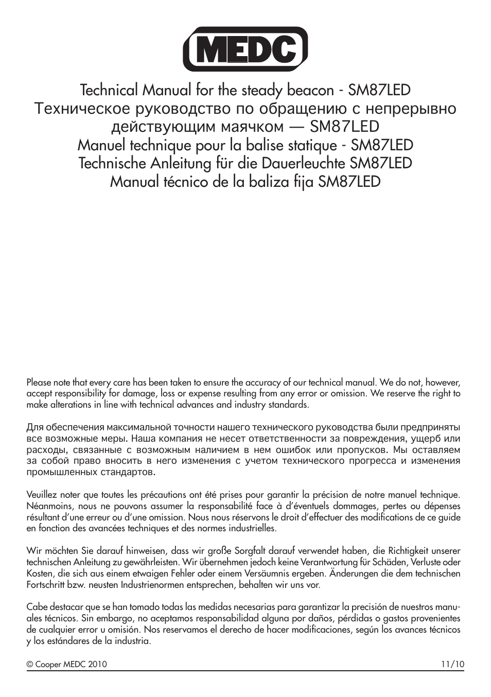 MEDC SM87LED User Manual | 20 pages