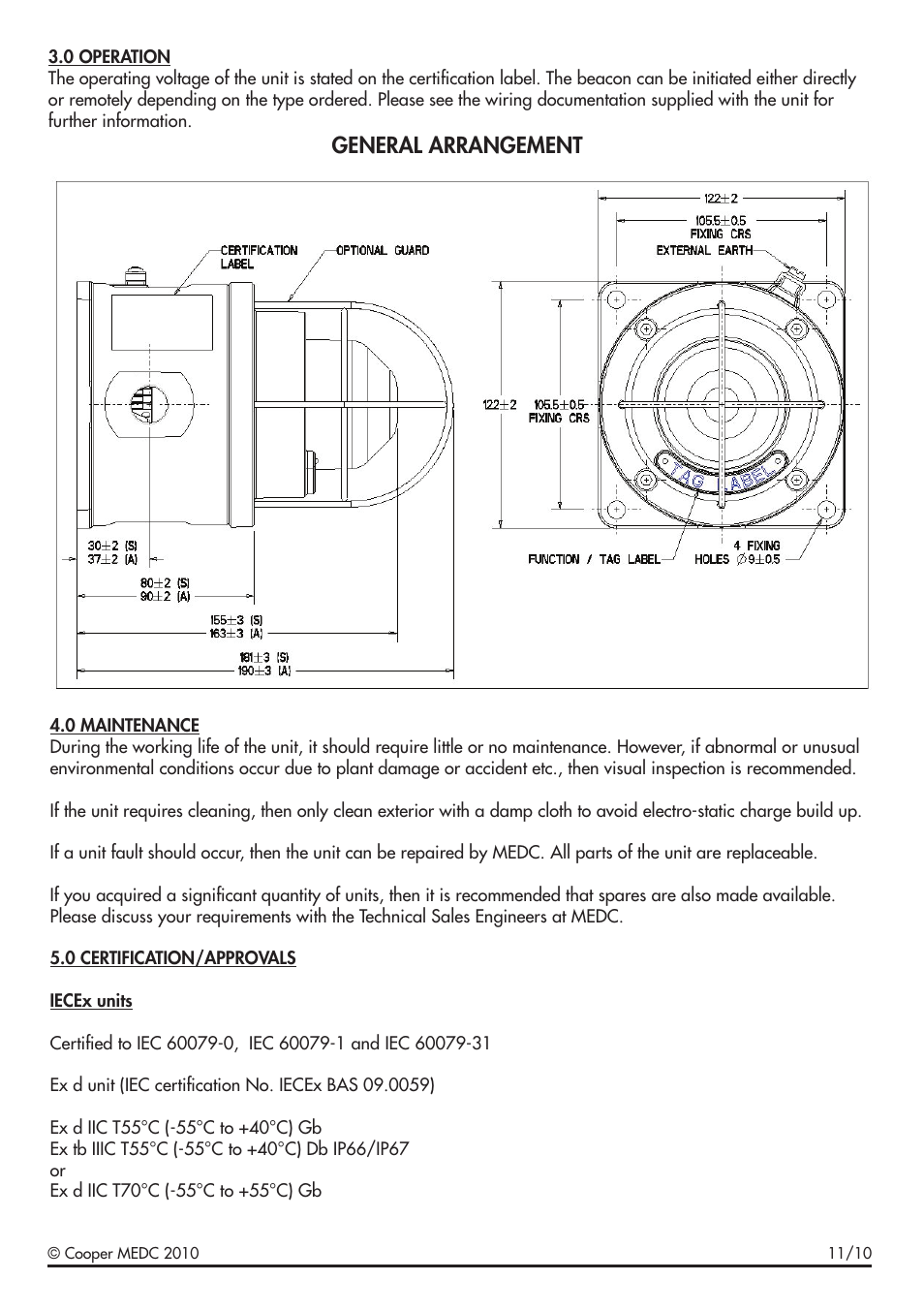General arrangement | MEDC SM87LED User Manual | Page 3 / 20