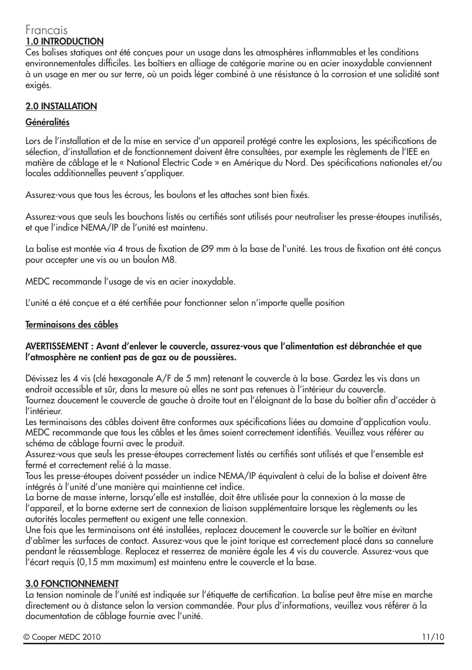 Francais | MEDC SM87LED User Manual | Page 9 / 20