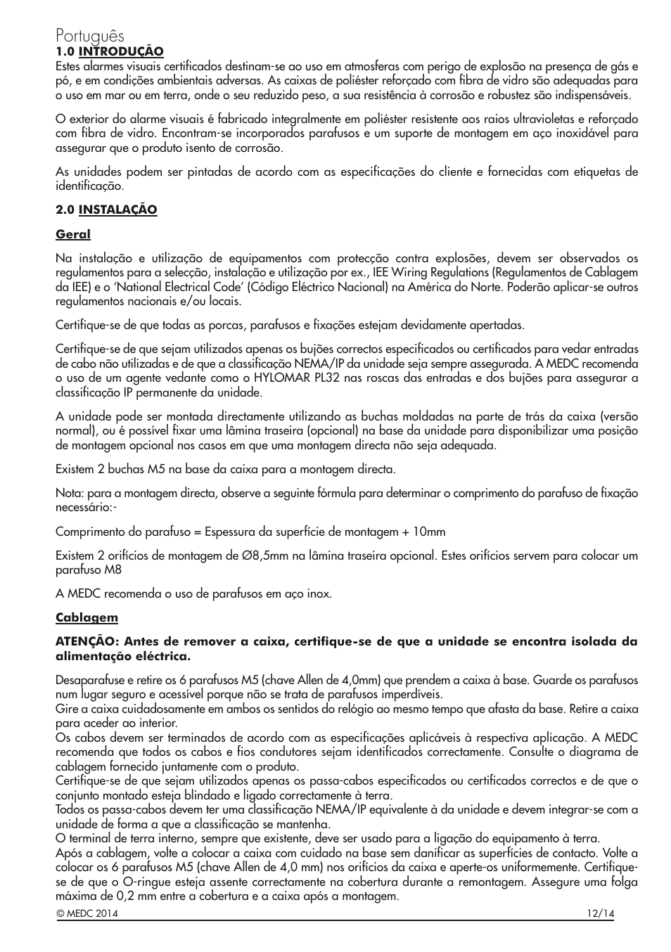 Português | MEDC XB11 User Manual | Page 15 / 24