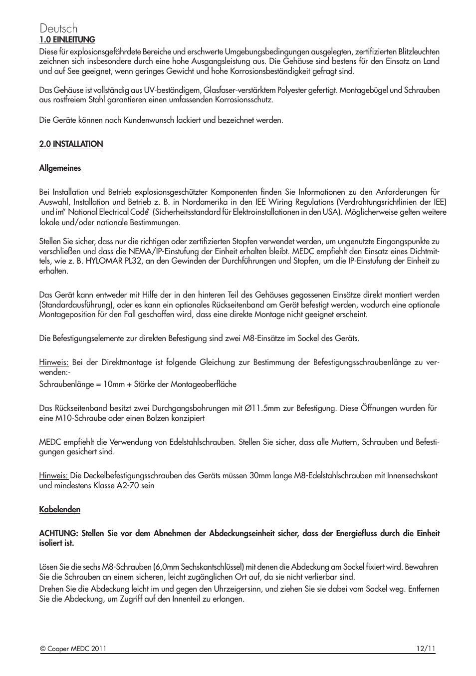 Deutsch | MEDC XB12 User Manual | Page 11 / 20