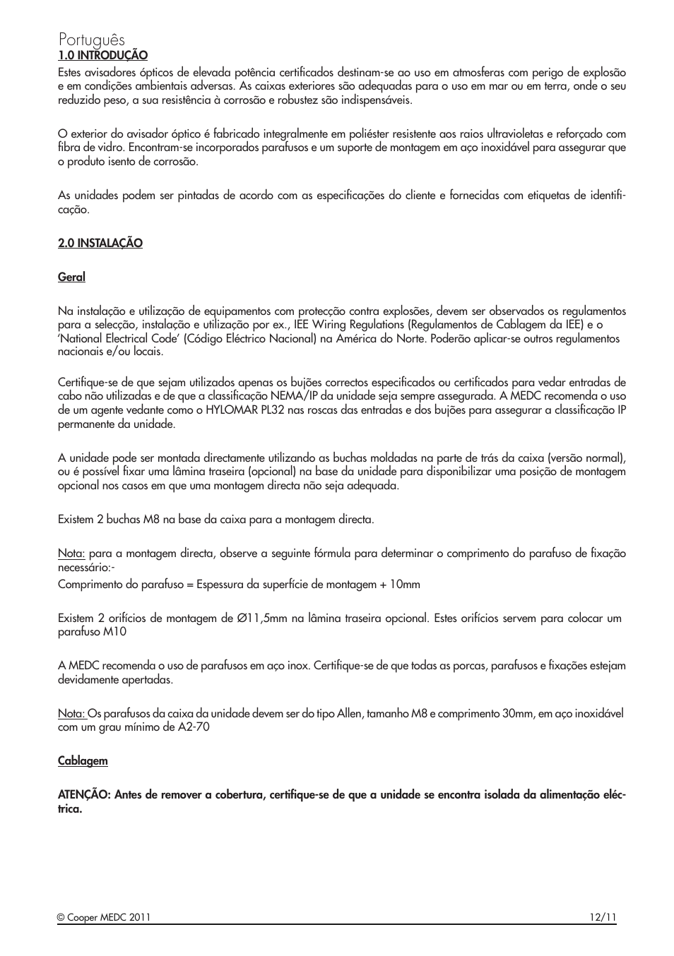 Português | MEDC XB12 User Manual | Page 15 / 20