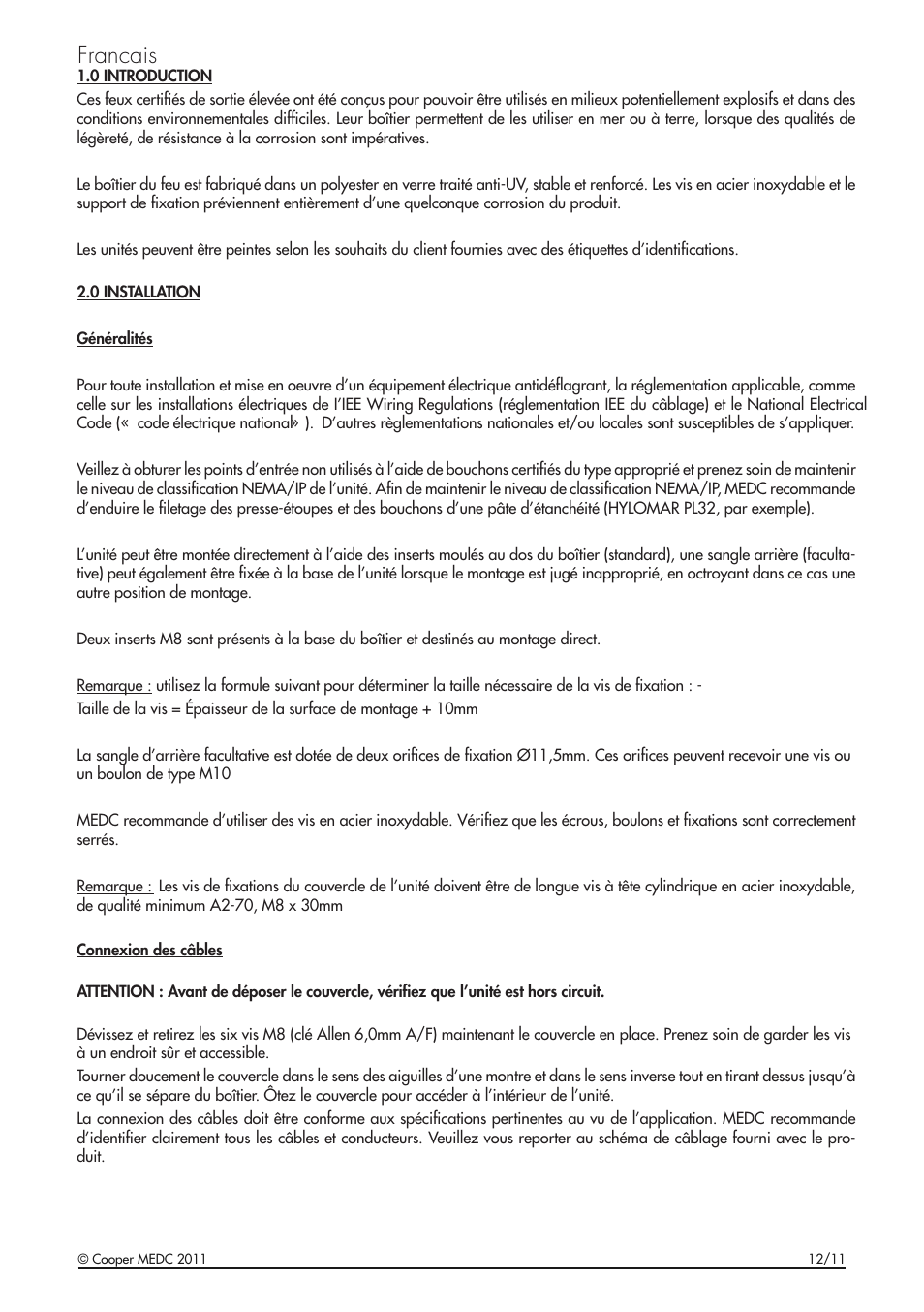 Francais | MEDC XB12 User Manual | Page 7 / 20