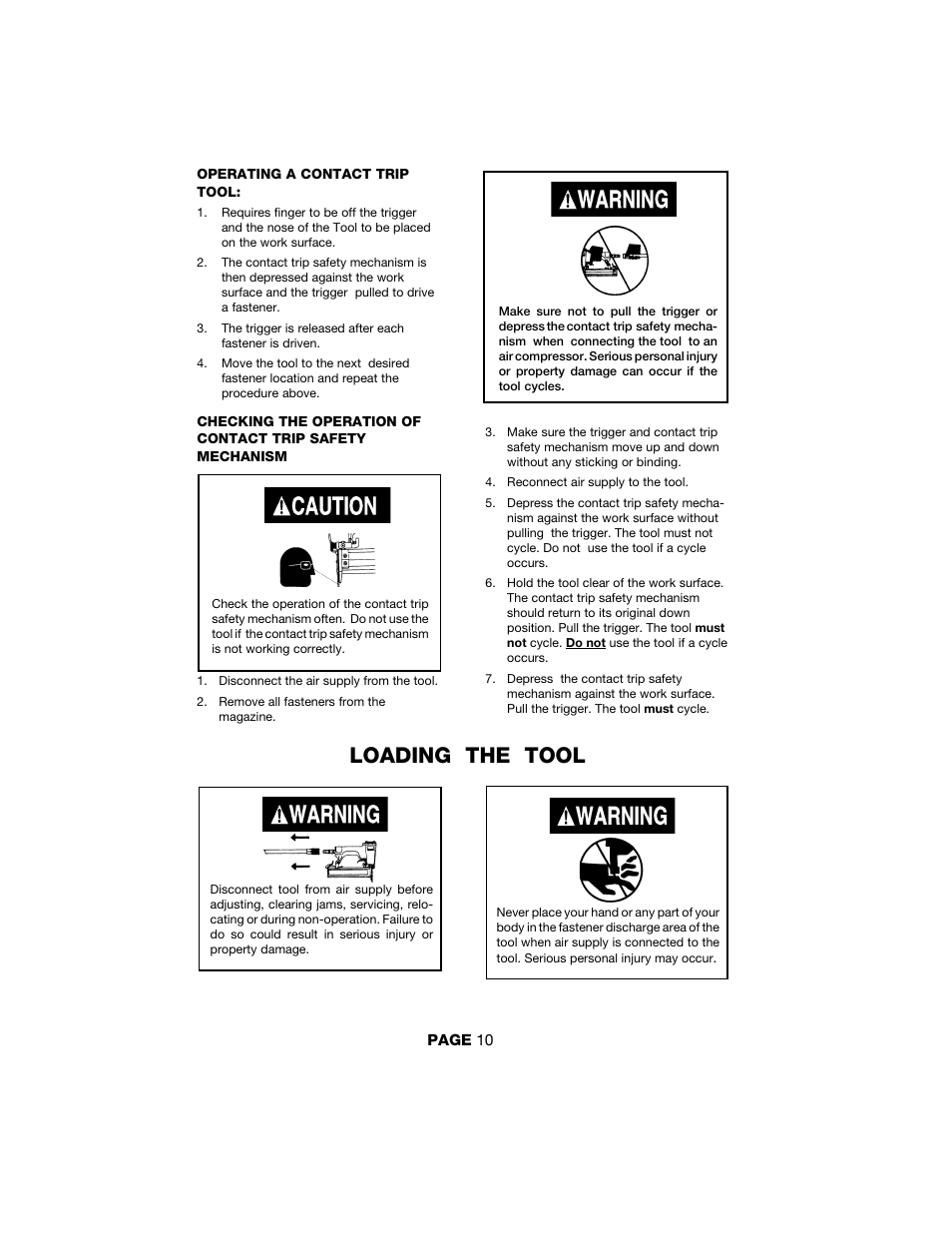 Loading the tool | DeVillbiss Air Power Company 2by4 Contractor Series User Manual | Page 10 / 24