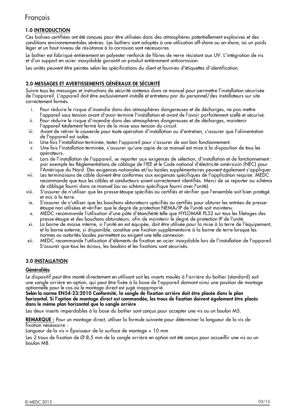 Français | MEDC XB15 User Manual | Page 11 / 32