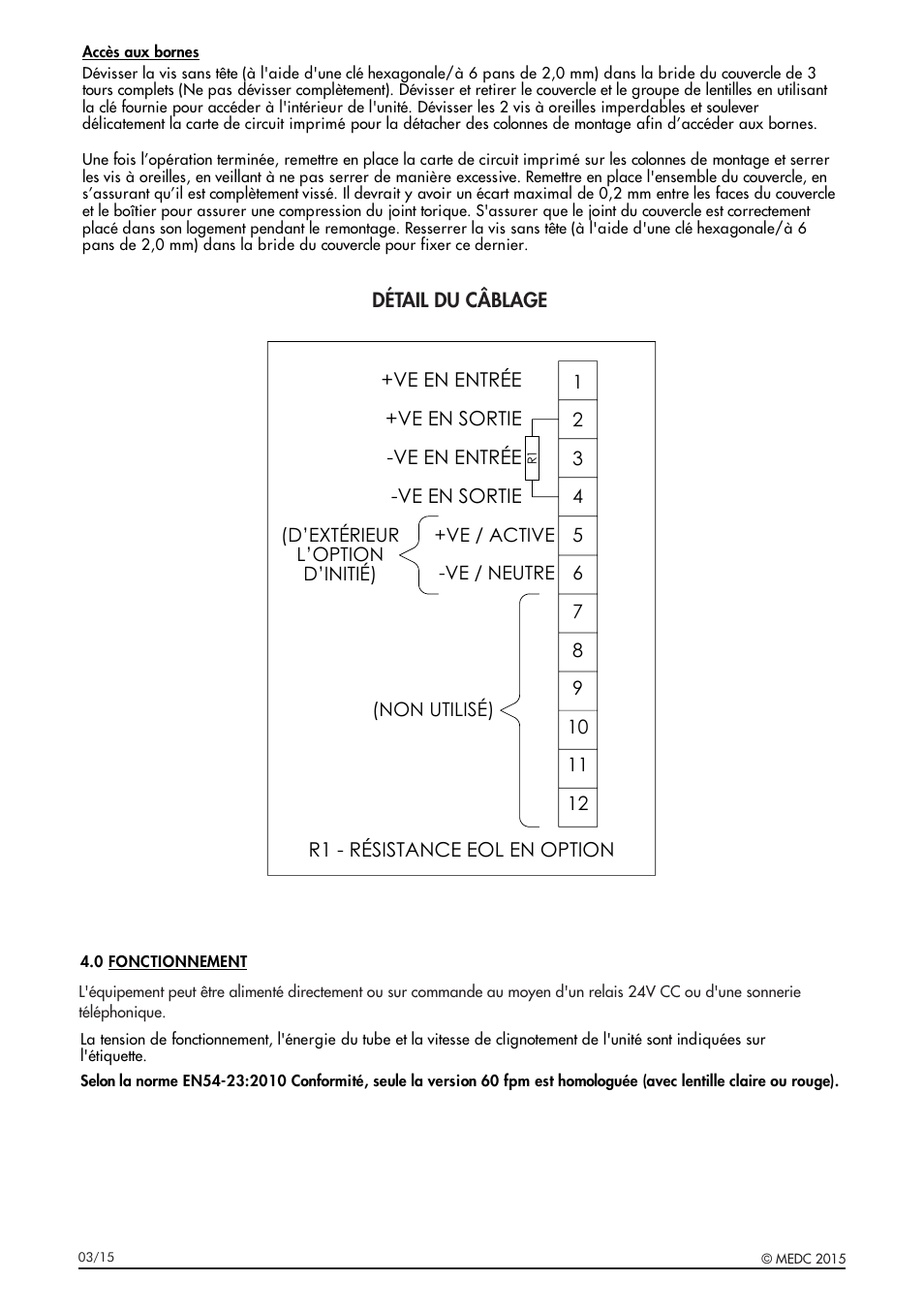 Détail du câblage | MEDC XB15 User Manual | Page 12 / 32