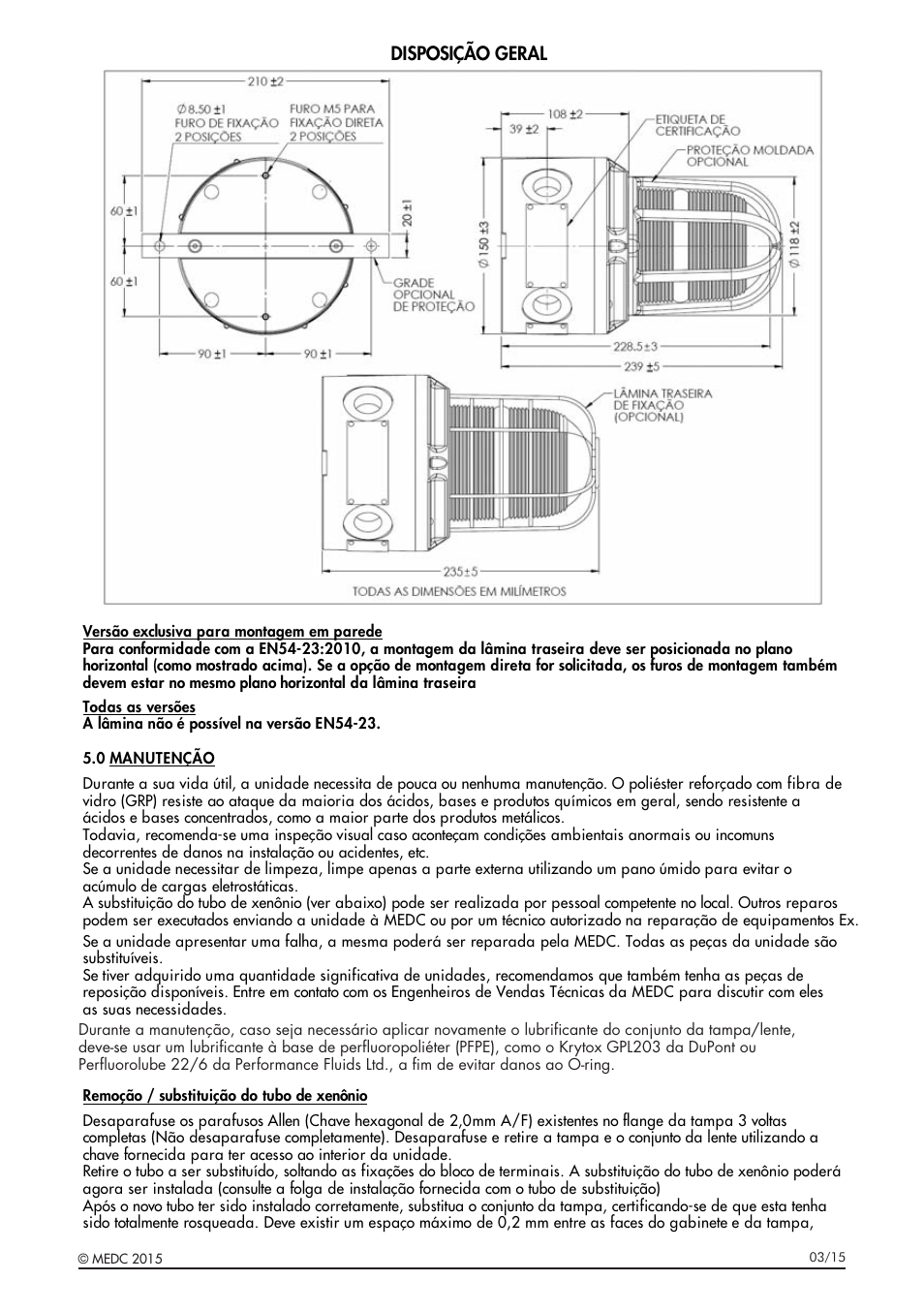 Disposição geral | MEDC XB15 User Manual | Page 27 / 32