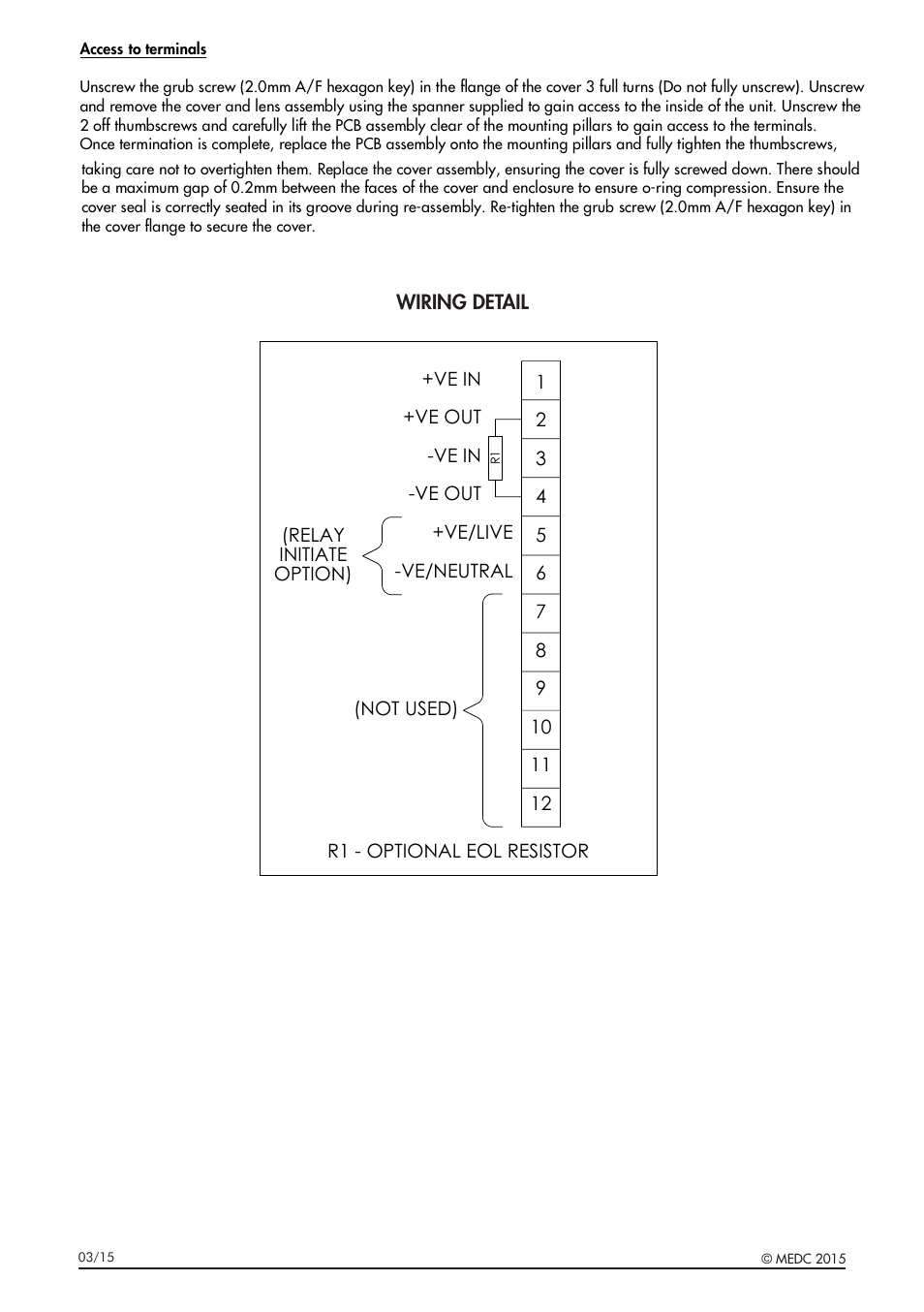 Wiring detail | MEDC XB15 User Manual | Page 4 / 32
