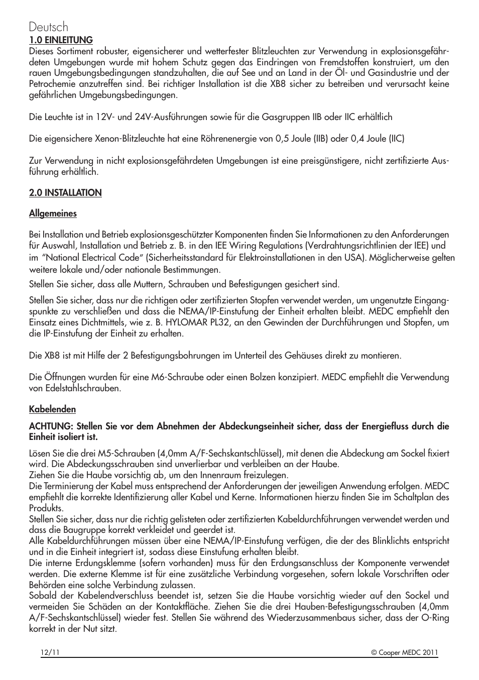 Deutsch | MEDC XB8 User Manual | Page 11 / 20