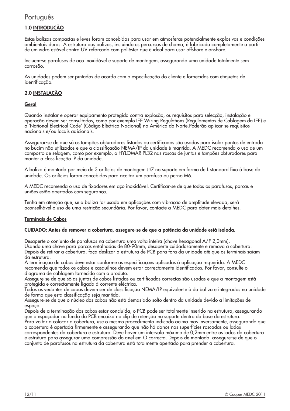 Português | MEDC XB9 User Manual | Page 12 / 16