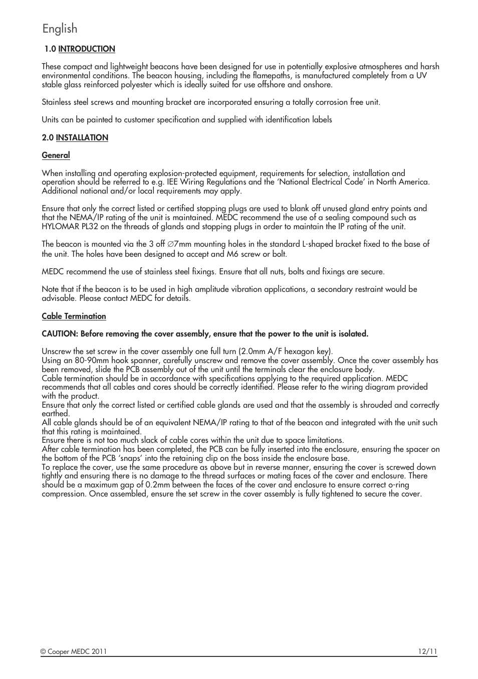 English | MEDC XB9 User Manual | Page 3 / 16
