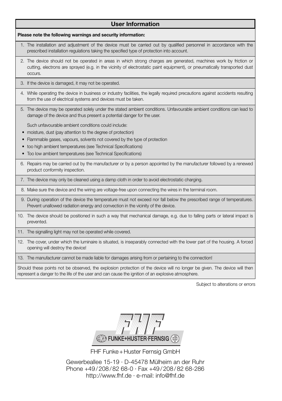 User information | MEDC dSLB 20 User Manual | Page 4 / 4