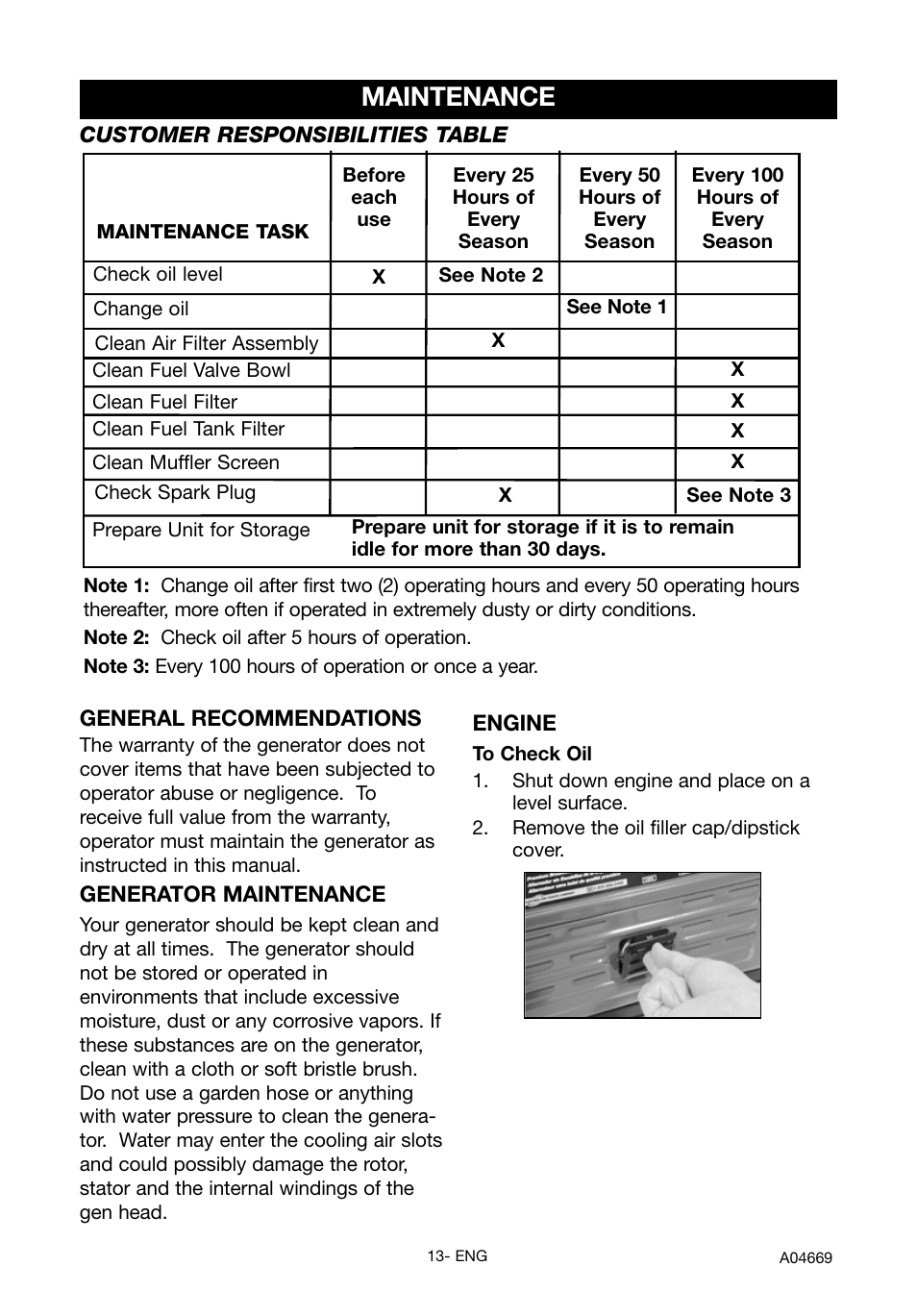 Maintenance | DeVillbiss Air Power Company PowerBack GM1000 User Manual | Page 13 / 72