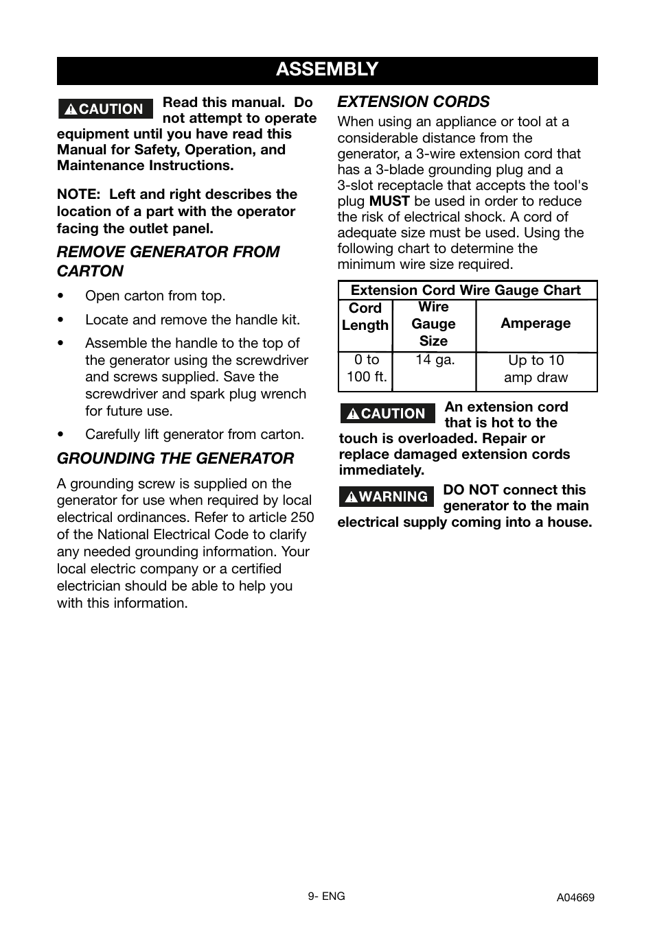Assembly | DeVillbiss Air Power Company PowerBack GM1000 User Manual | Page 9 / 72