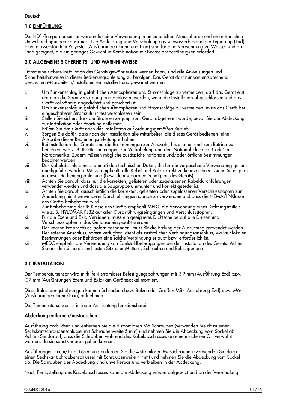 MEDC HD1 Range User Manual | Page 11 / 24