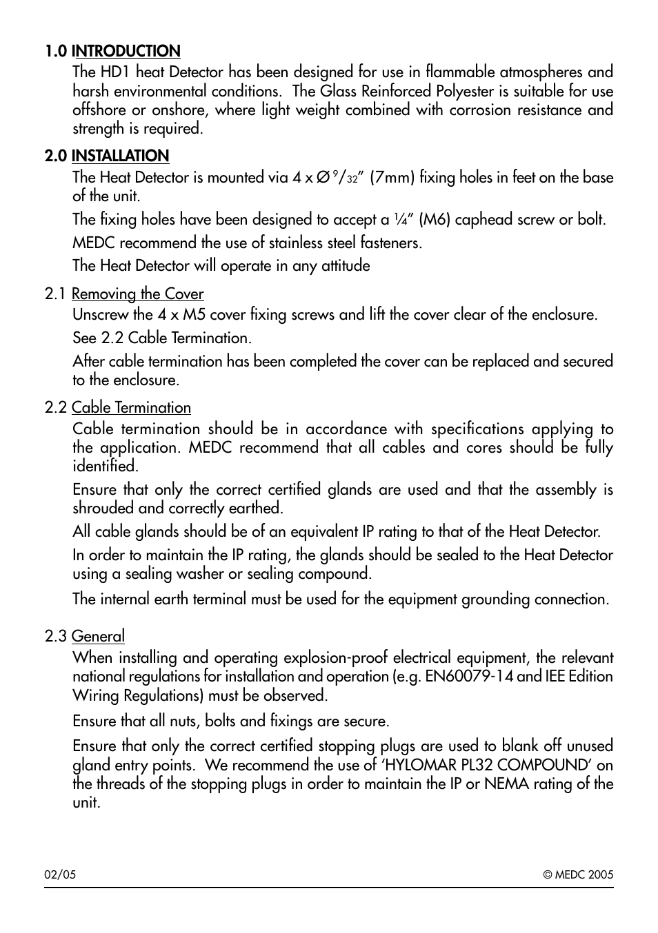 MEDC HD1 Range User Manual | Page 2 / 4