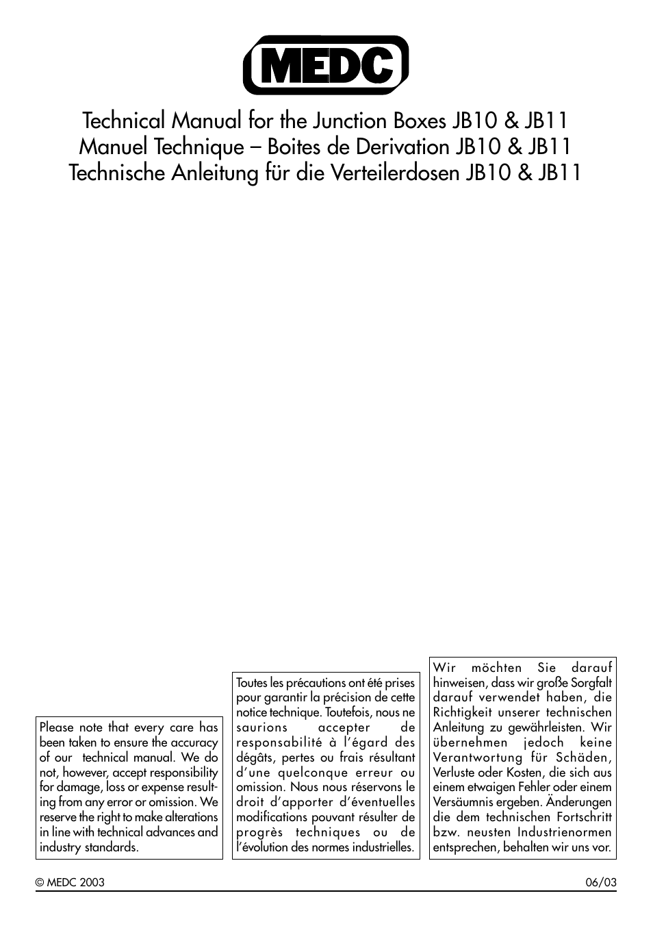 MEDC JB10 User Manual | 4 pages