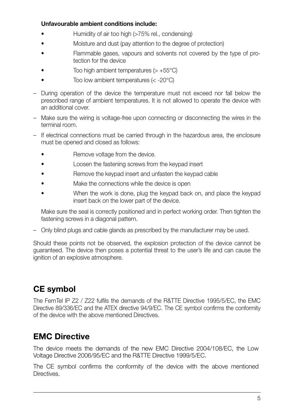 Ce symbol, Emc directive | MEDC Ex FernTel IP User Manual | Page 5 / 8