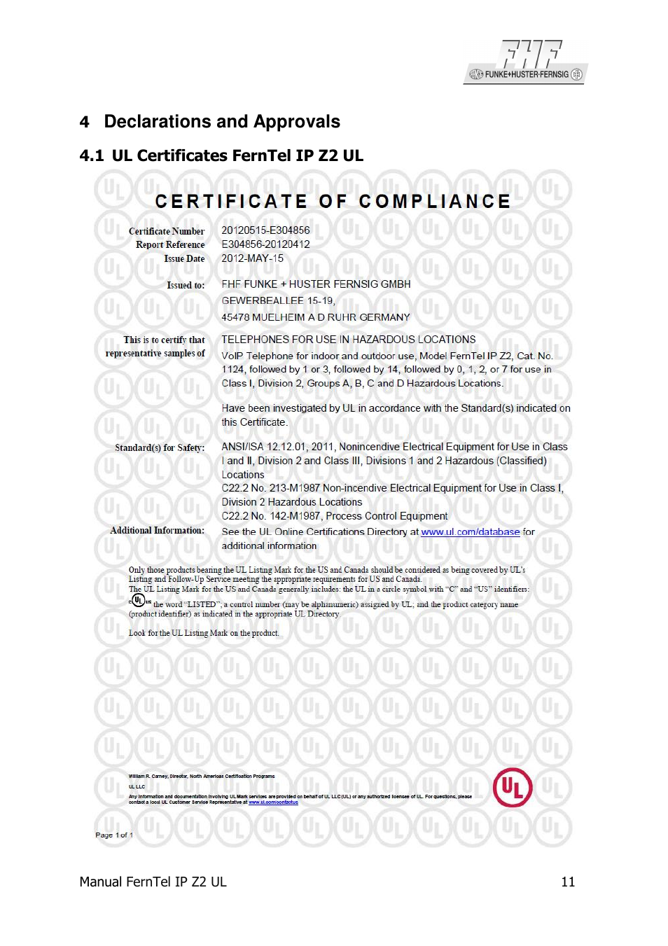 Declarations and approvals | MEDC Ex FernTel IP User Manual | Page 11 / 16