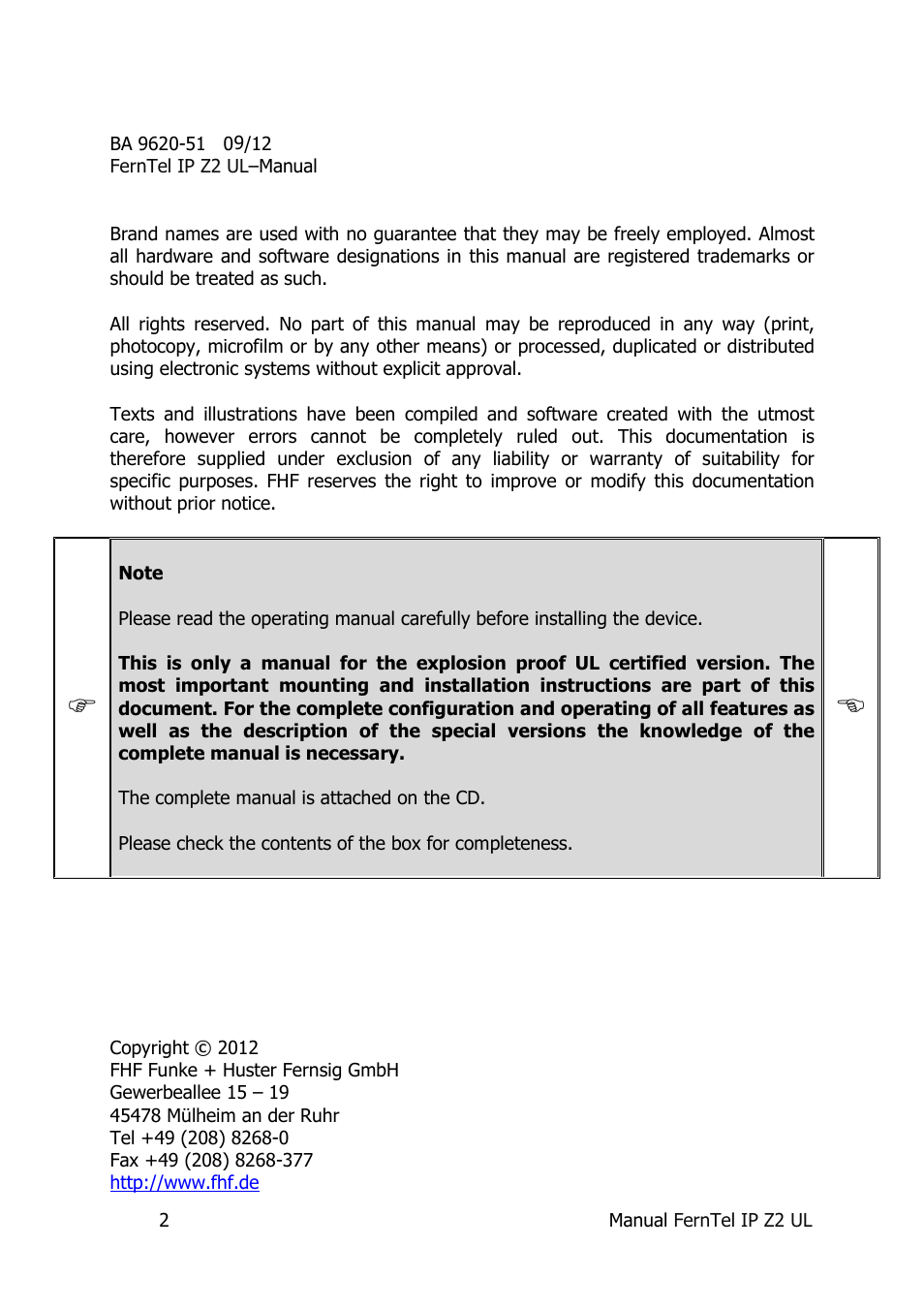 MEDC Ex FernTel IP User Manual | Page 2 / 16