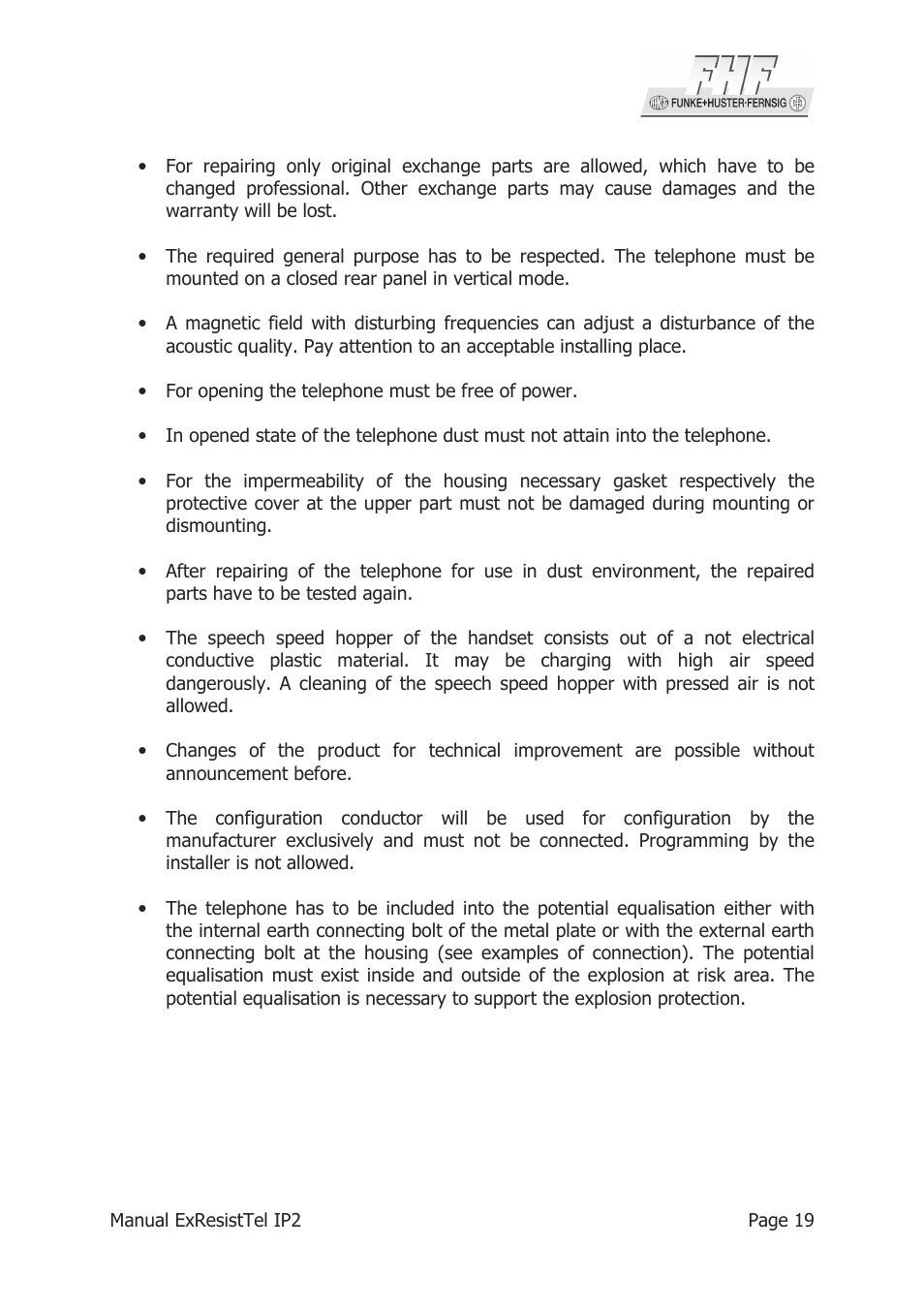 MEDC Ex ResistTel IP2 User Manual | Page 19 / 30
