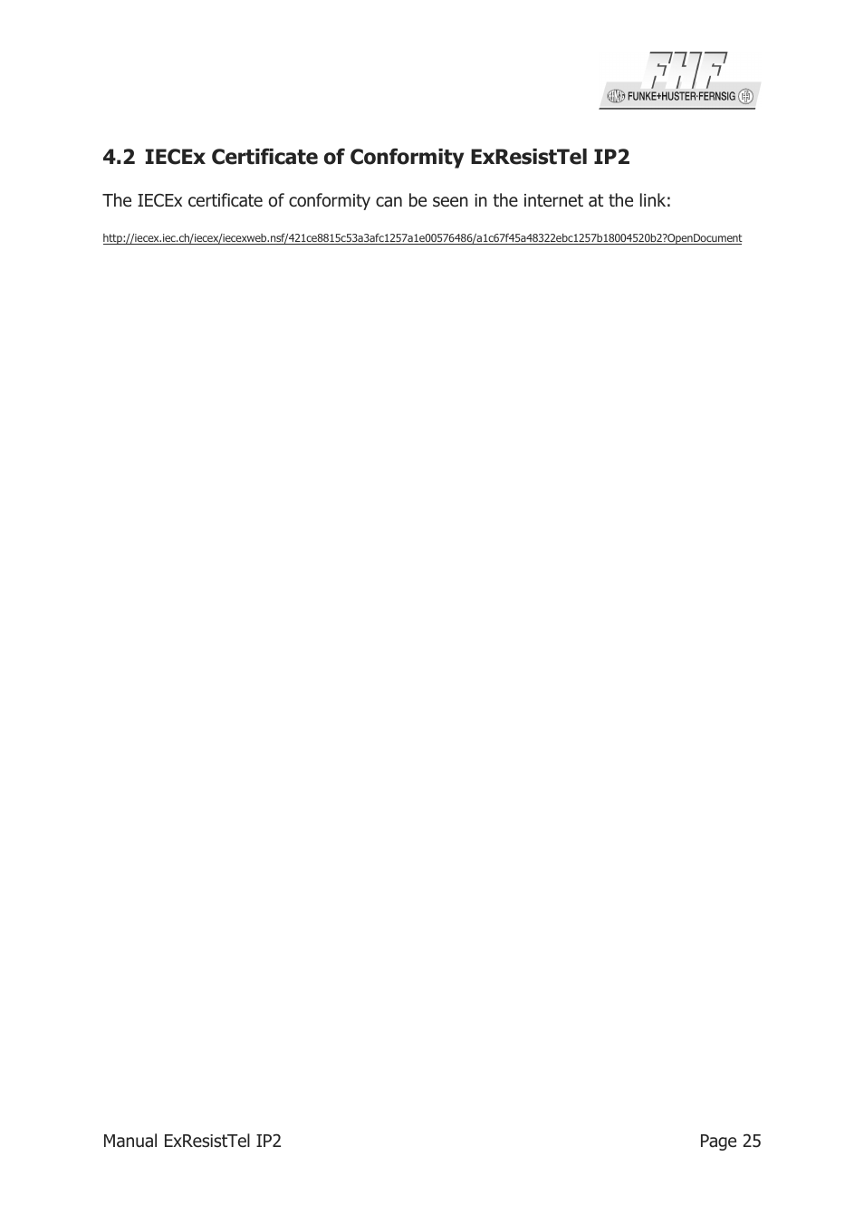 2 iecex certificate of conformity exresisttel ip2 | MEDC Ex ResistTel IP2 User Manual | Page 25 / 30