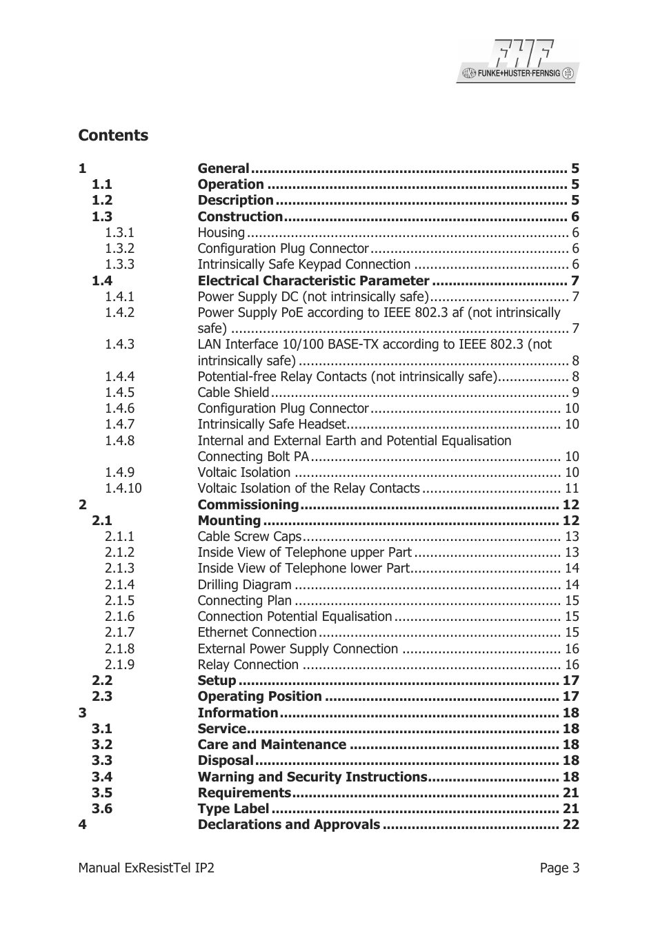 MEDC Ex ResistTel IP2 User Manual | Page 3 / 30
