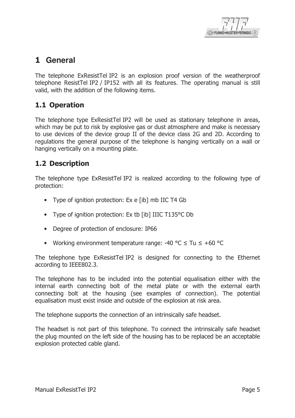 1 general | MEDC Ex ResistTel IP2 User Manual | Page 5 / 30