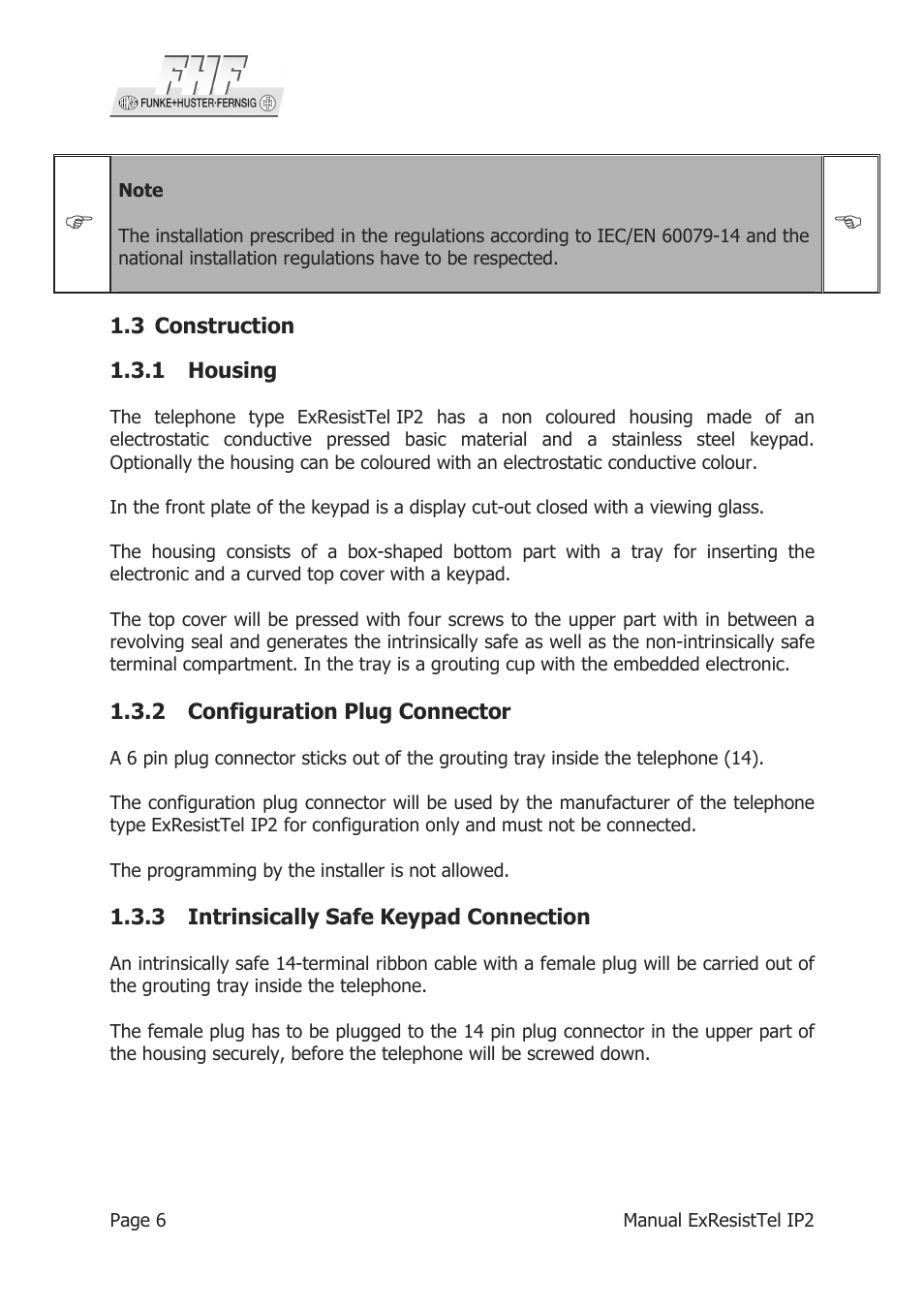 MEDC Ex ResistTel IP2 User Manual | Page 6 / 30