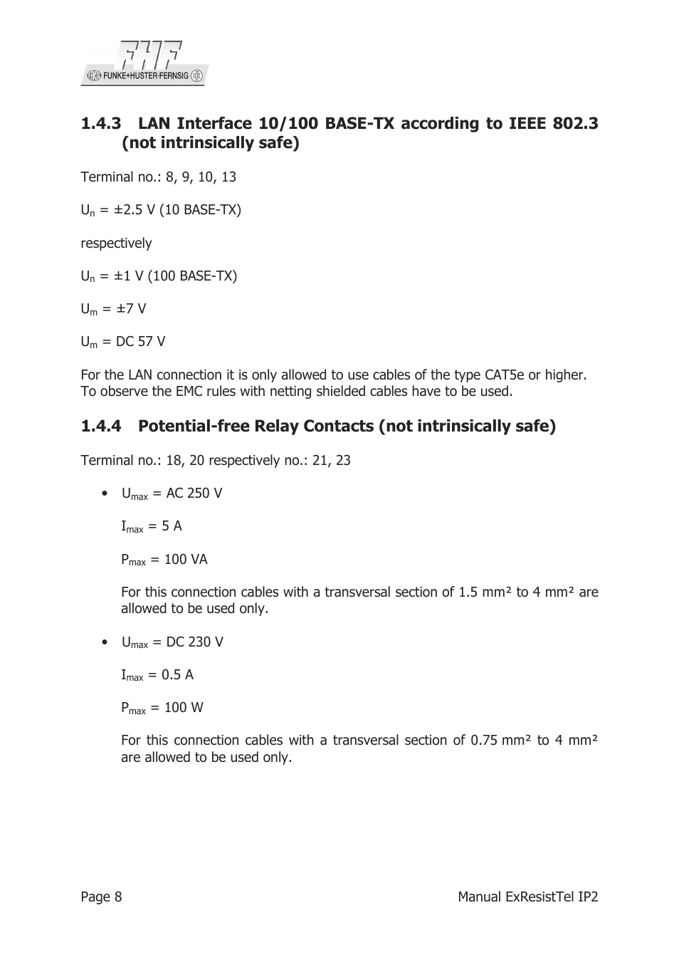 MEDC Ex ResistTel IP2 User Manual | Page 8 / 30