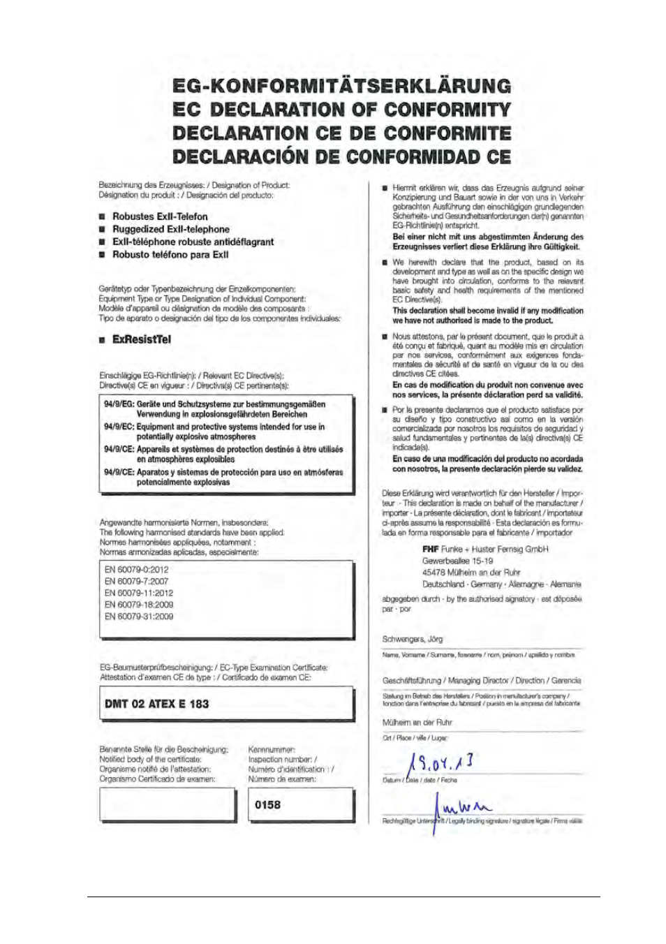 MEDC Ex ResistTel MB User Manual | Page 35 / 36