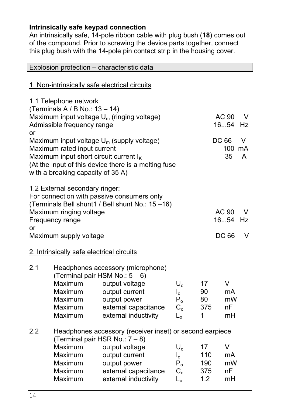 MEDC Ex ResistTel User Manual | Page 14 / 38