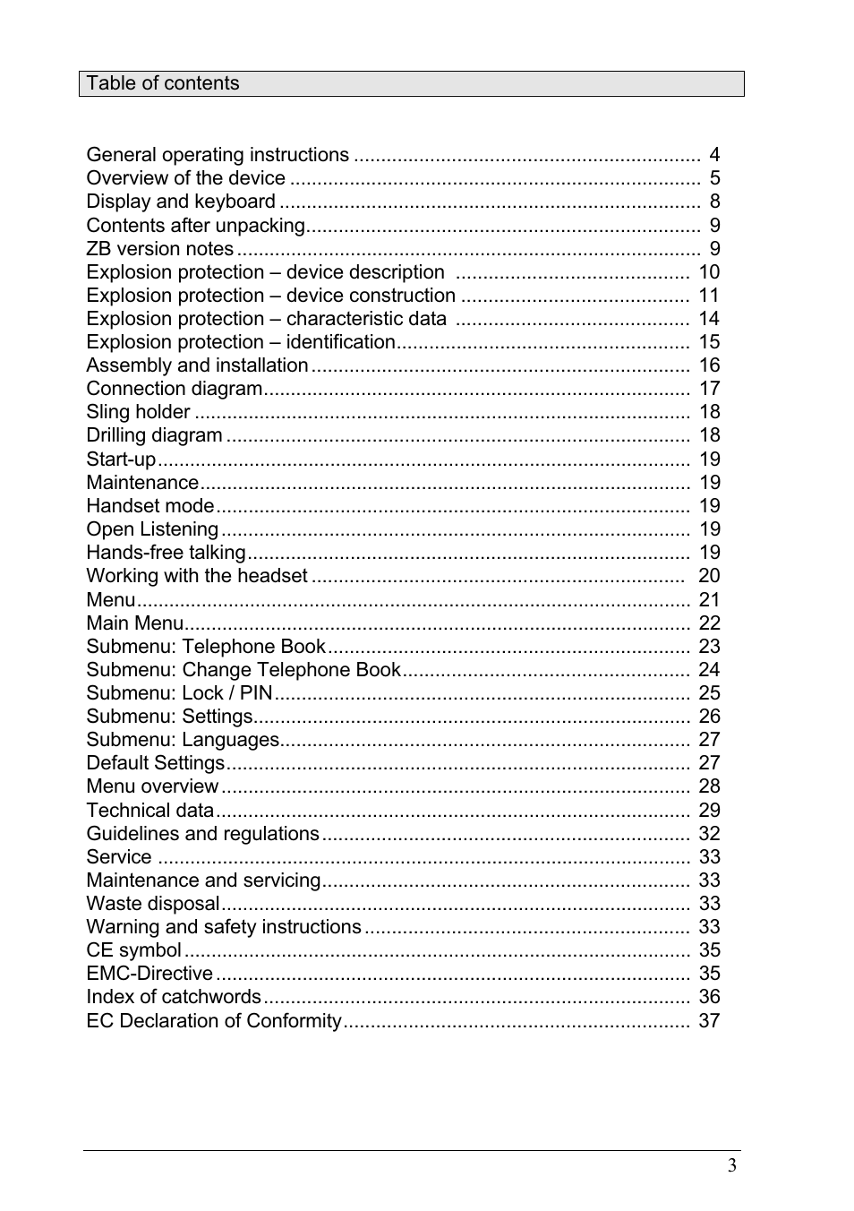 MEDC Ex ResistTel User Manual | Page 3 / 38