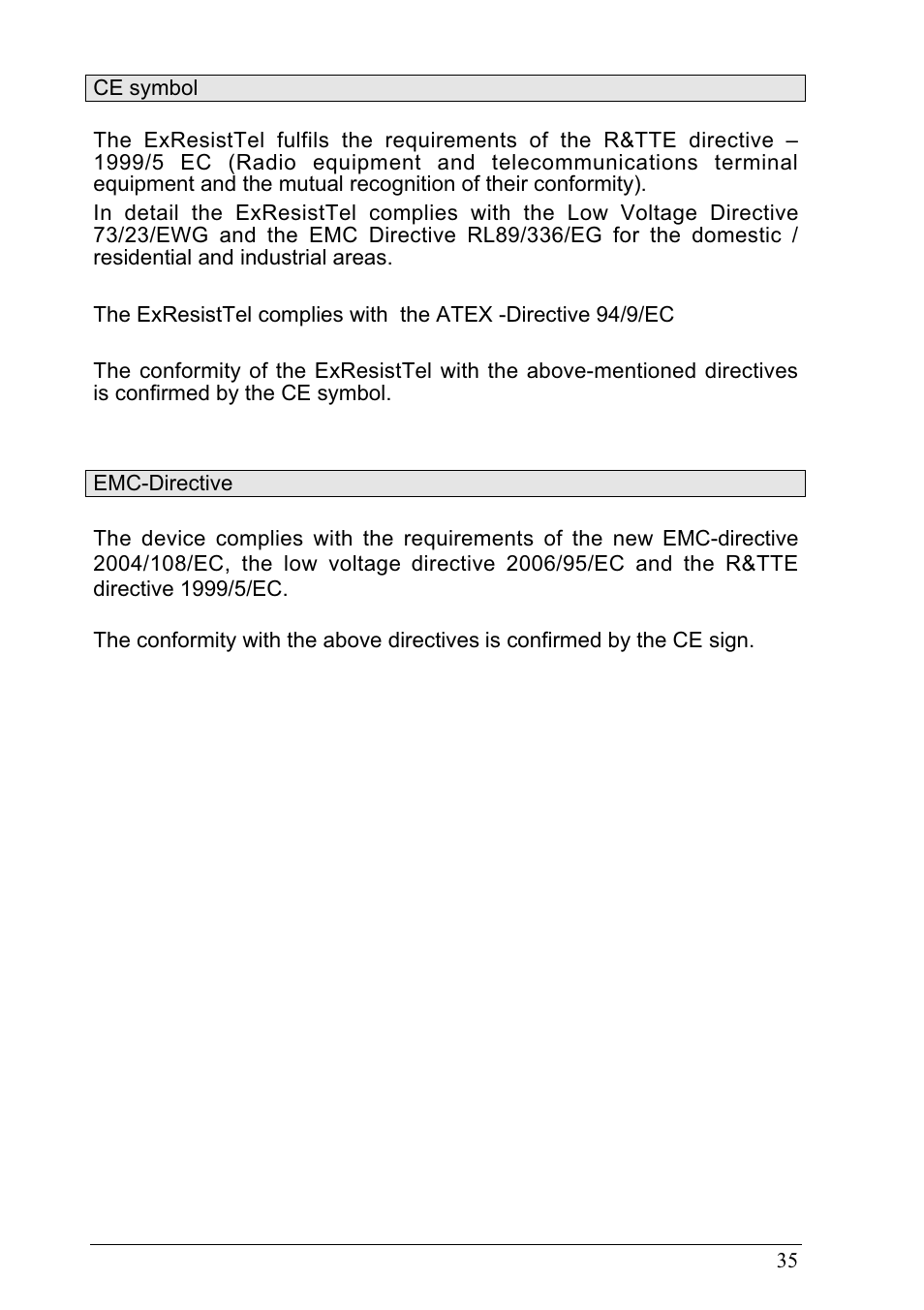 MEDC Ex ResistTel User Manual | Page 35 / 38