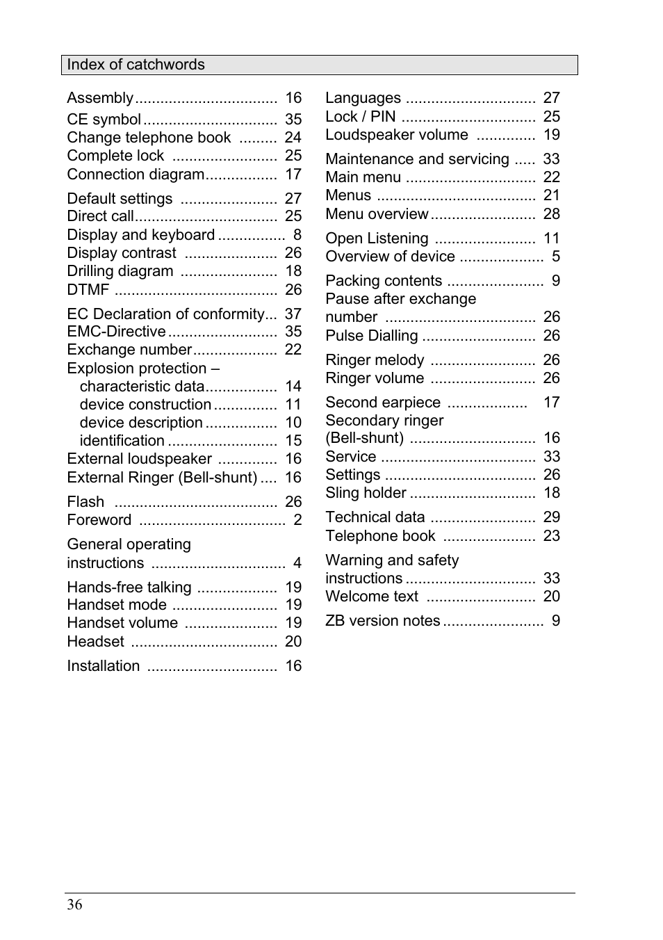 MEDC Ex ResistTel User Manual | Page 36 / 38