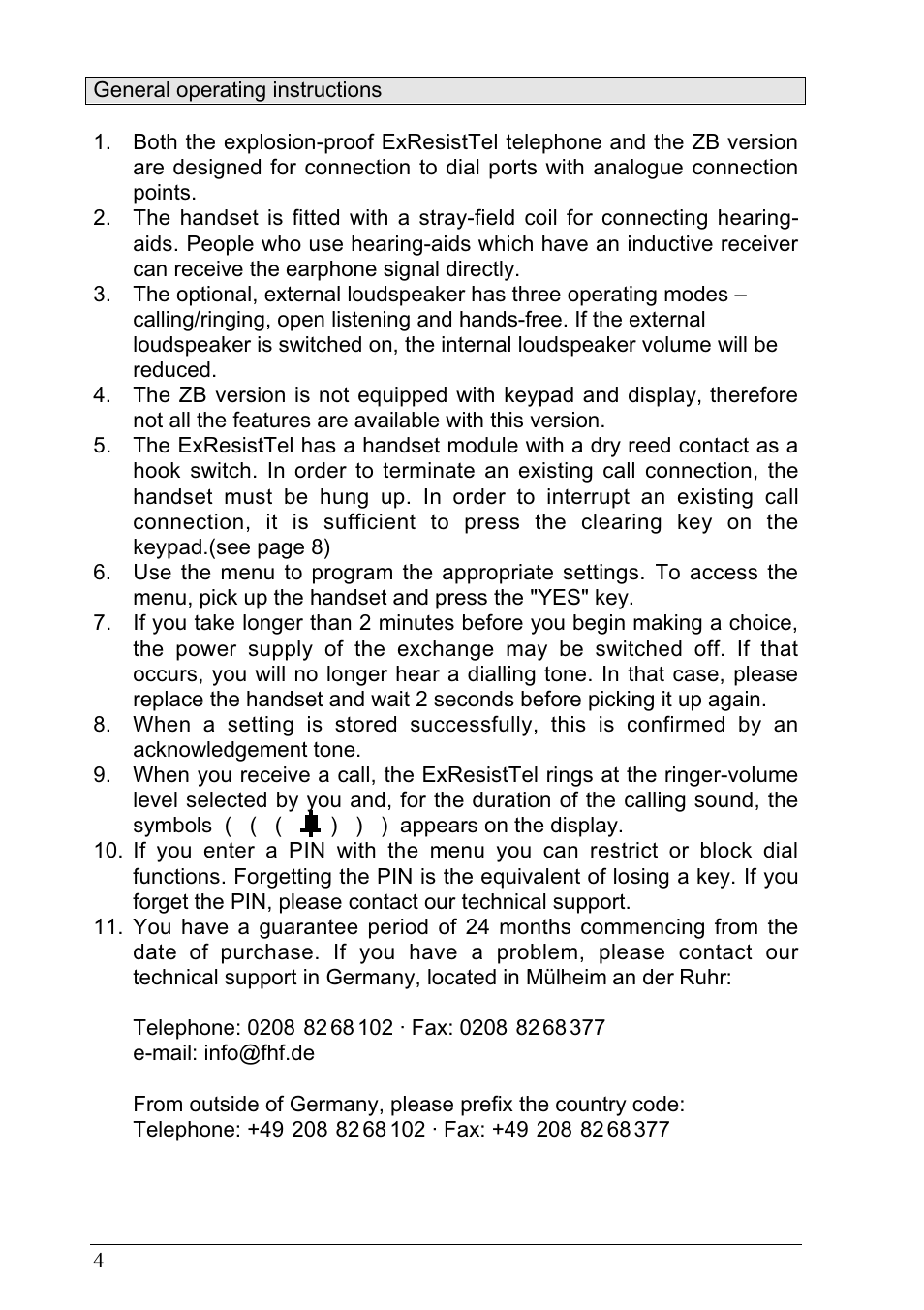 MEDC Ex ResistTel User Manual | Page 4 / 38