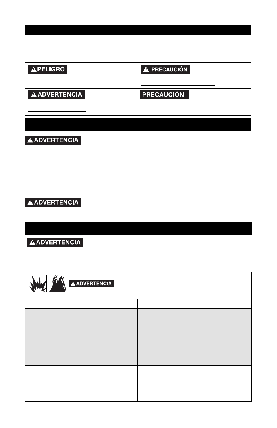 Instrucciones importantes de seguridad, Información de seguridad para el consumidor, Definiciones de normas de seguridad | DeVillbiss Air Power Company Excell A16617 User Manual | Page 42 / 64