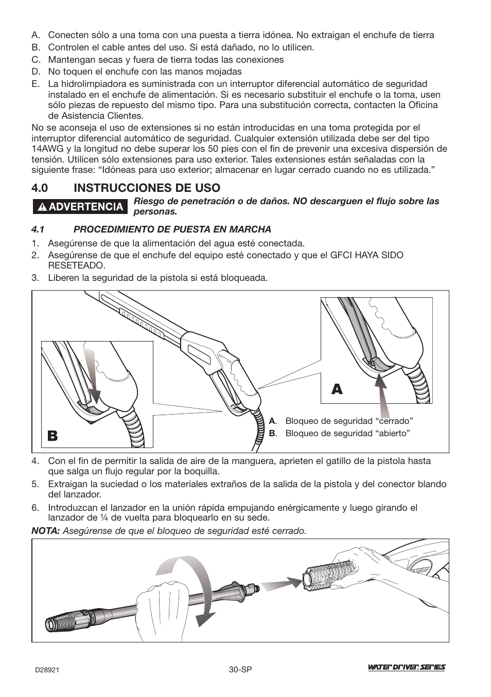 0 instrucciones de uso | DeVillbiss Air Power Company Water Driver WD1600E User Manual | Page 30 / 60