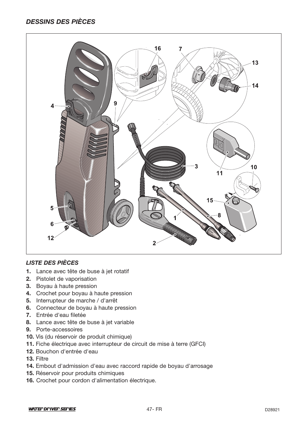 DeVillbiss Air Power Company Water Driver WD1600E User Manual | Page 47 / 60